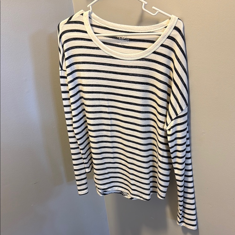 Classic Black & White Striped Long-Sleeve Women's Top